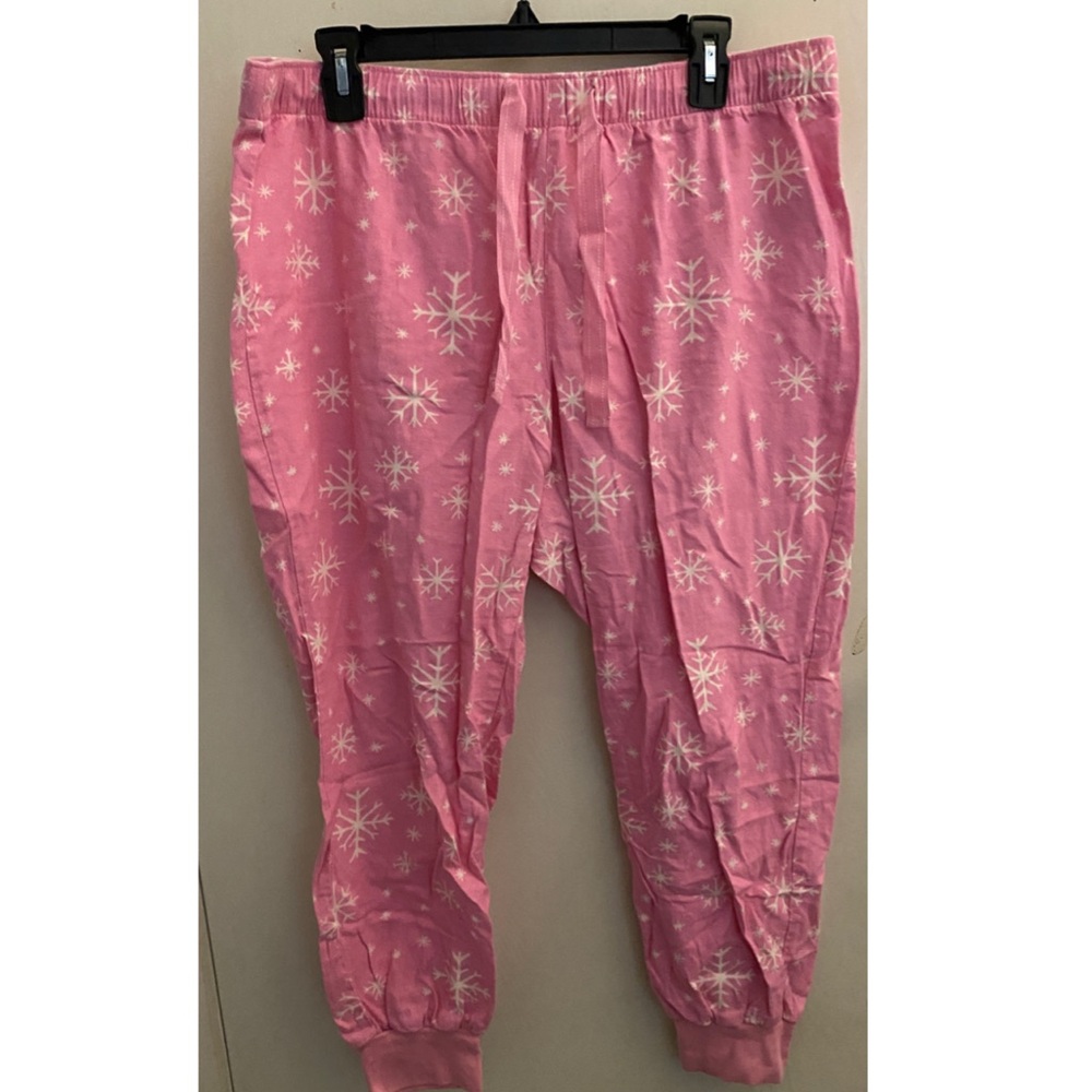 pink snowflake christmas pj pants